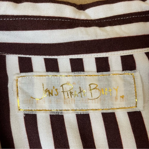 Jen’s Pirate Booty Brown Stripe Button Down Shirt - Picture 5 of 7